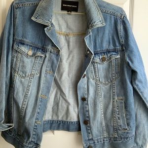 Who what wear denim jacket with ruffle detail